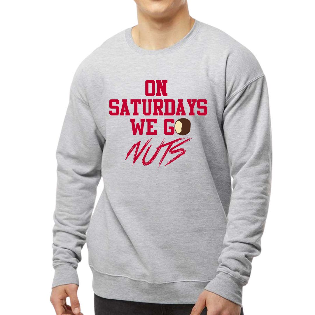 On Saturdays We Go Nuts Crewneck Sweater Heather Grey