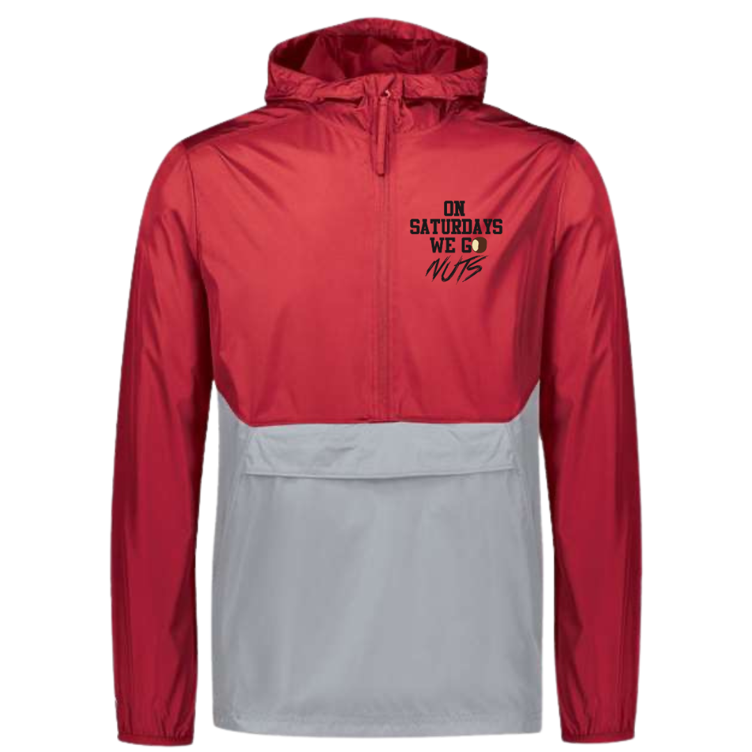 On Saturdays We Go Nuts Packable Windbreaker Red/Grey