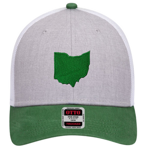 Solid OHIO Baseball Cap Kelly/HeatherGray/White