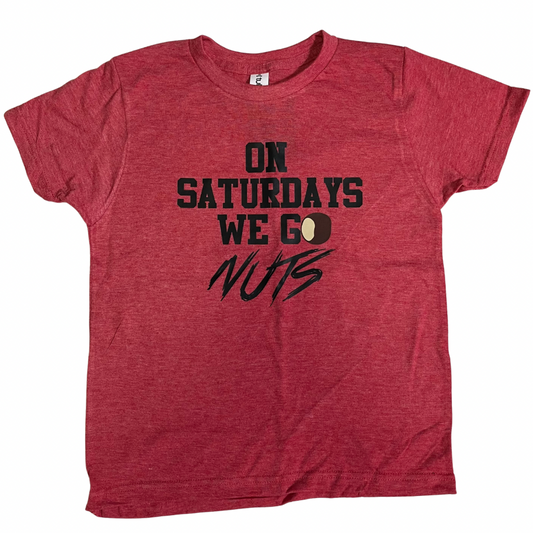On Saturdays We Go Nuts Heather RED YOUTH Tee(Limited Edition Black Lettering)