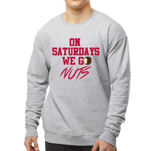 On Saturdays We Go Nuts Crewneck Sweater Heather Grey