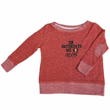 Heather Red On Saturdays We Go Nuts Tee Toddler French Terry Crewneck Sweater W/Elbow Patch