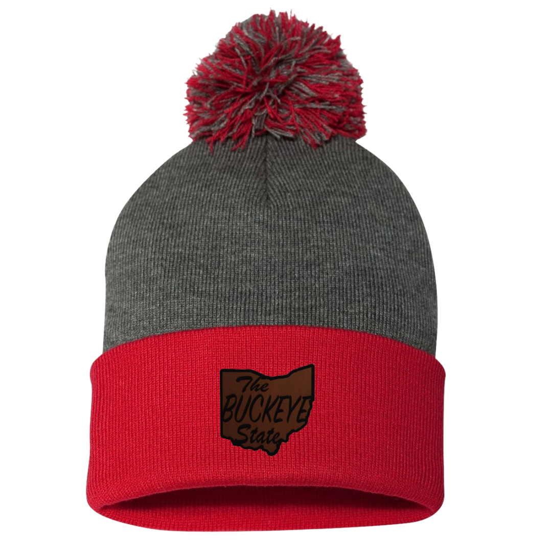 The Buckeye State grey and red POM-POM Beanie