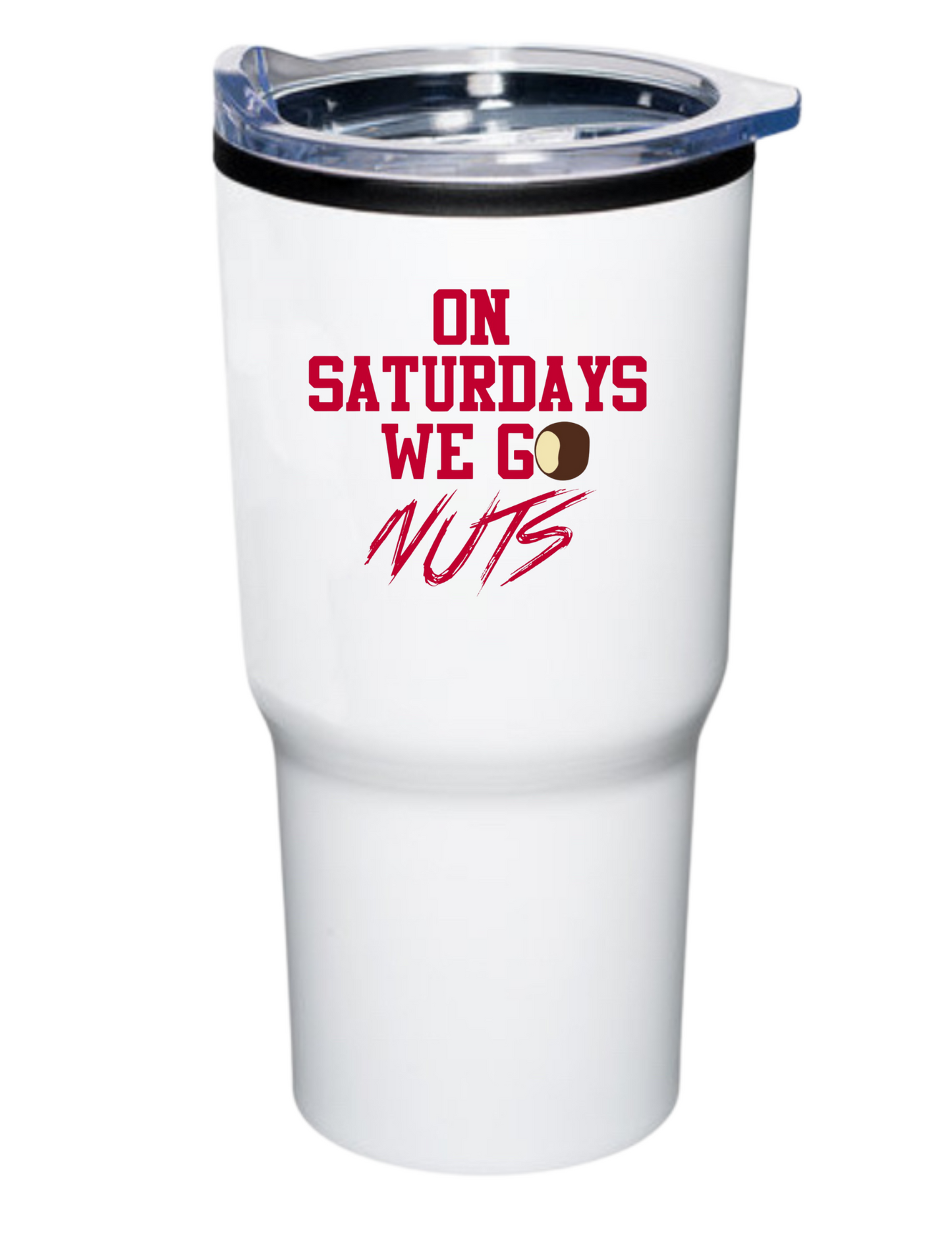 On Saturdays We Go Nuts White Tumbler 20oz.