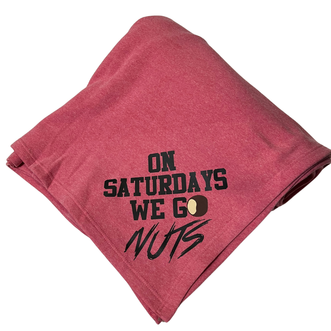 On Saturdays We Go Nuts Heather Red Blanket