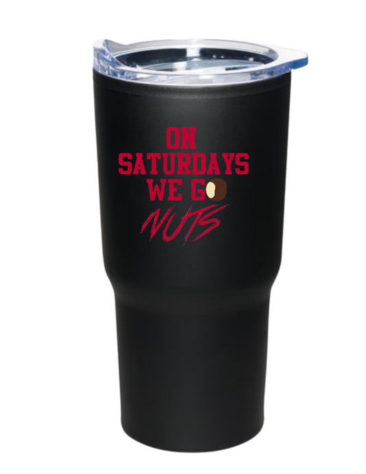 On Saturdays We Go Nuts Black Tumbler 20oz.