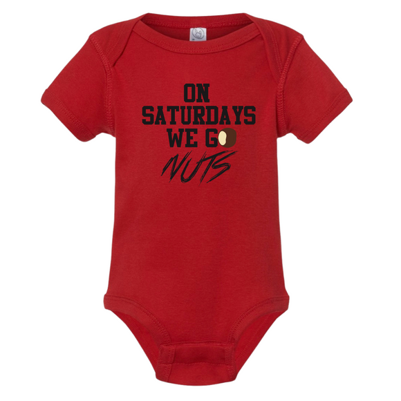 On saturdays we go nuts red Onesie Black Lettering Edition