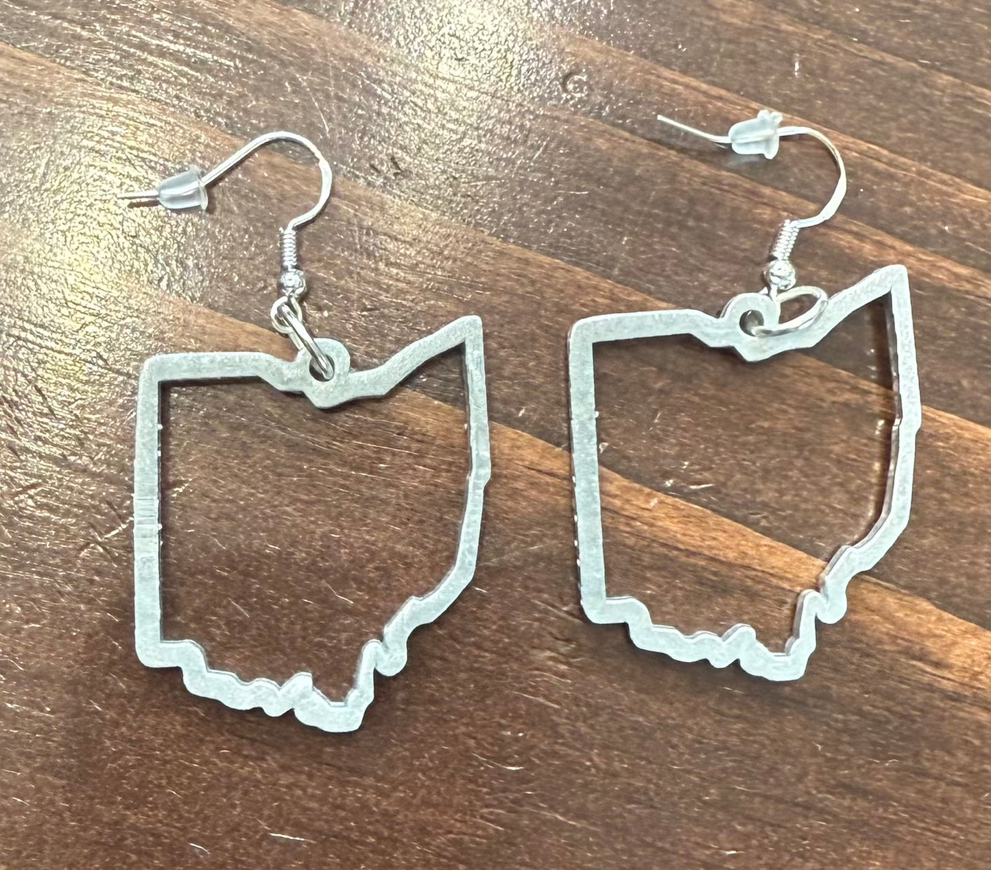 Silver Ohio Outline Earrings