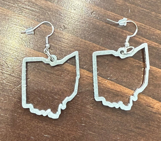 Silver Ohio Outline Earrings