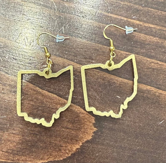 Gold Ohio Outline Earrings