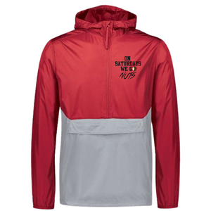 On Saturdays We Go nuts Packable Windbreaker Red/Grey