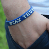 Blue and White Stay TRUE Wristband Lifestyle