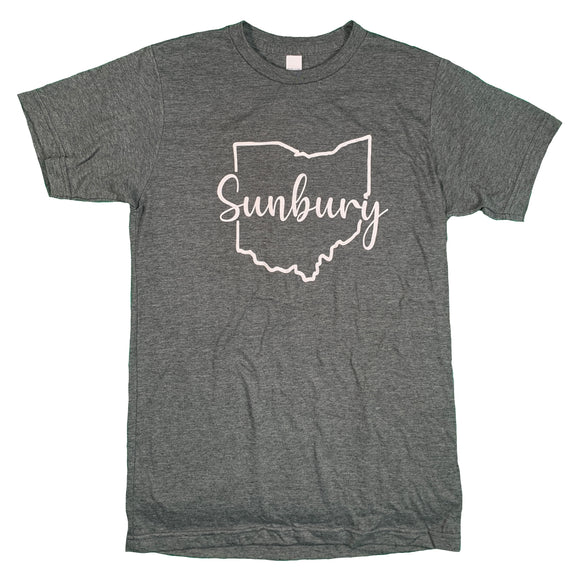 Sunbury Script gray tee shirt by OhioTRUE